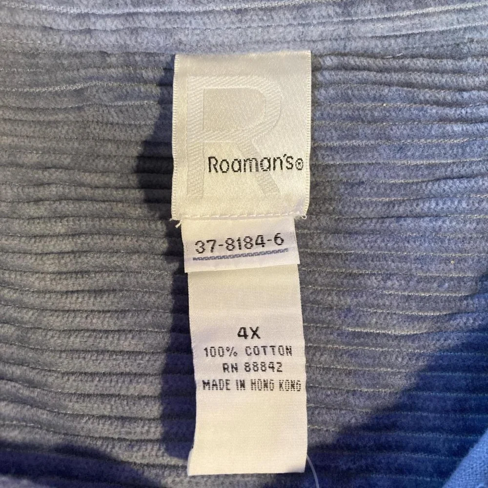 NWT Roaman’s woman’s big shirt corduroy button down - Picture 3 of 3